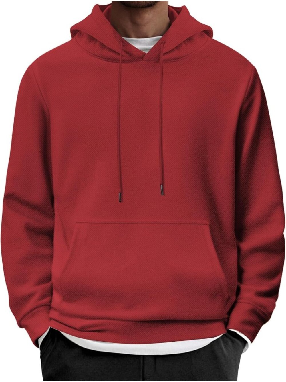 Coofandy Men's Maroon Long Sleeve Casual Pullover Fashion Drawstring Hoodies